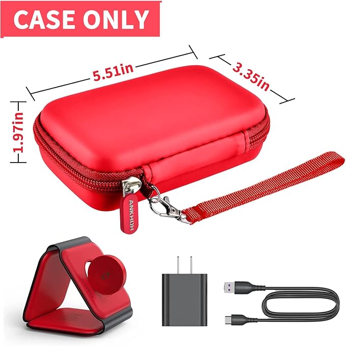 Travel Case for UCOMX for Nano/for Iseyyox/for LISEN/for RTOPS 3 in 1 Wireless Charger, Foldable Magnetic Charging Station Storage Holder Bag for Fast Charge Pad Cable and Adapter, Red-Box Only