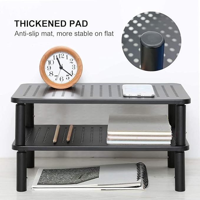 suptek Computer Monitor Stand Riser,Monitor Riser for Laptop, Printer, Notebook and All Flat Screen TV Display with Vented Platform,3 Height Adjustable Laptop Riser,1 Pack,Black(MST003)
