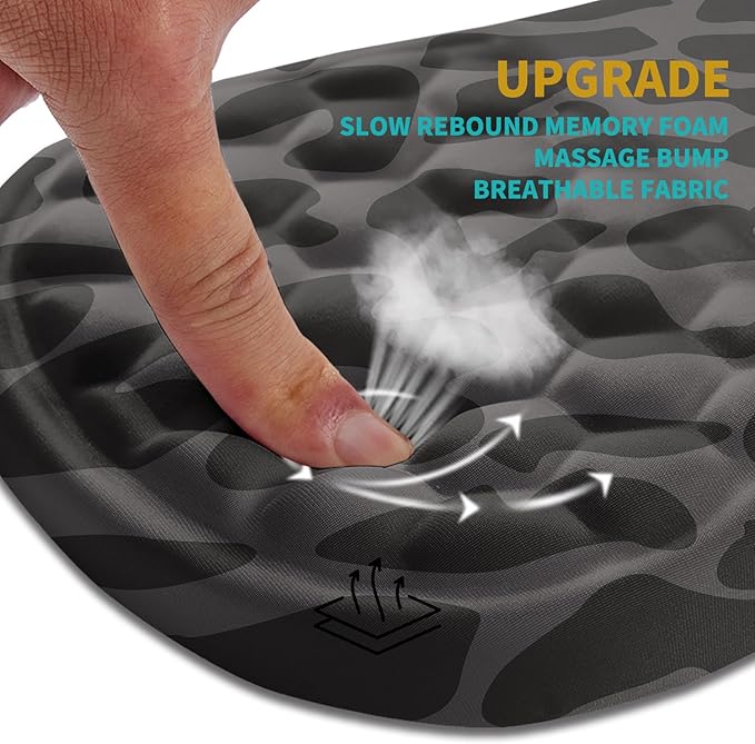 Hokafenle Ergonomic Mouse Pad Wrist Support, Wrist Rest Mousepad for Carpal Tunnel Pain Relief with Integrated Memory Foam Slope Massage Bulge (11.8x7.9 inch,Black Leopard