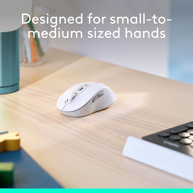 Logitech Wireless Mouse Signature M650 - Small to Medium Sized Hands, Right Handed, 2-Year Battery, Silent Clicks, Customizable Buttons, Bluetooth, PC/Mac?Chromebook - Off White