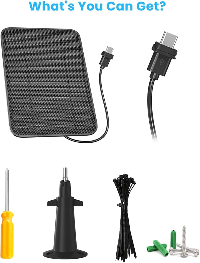 5W Solar Panel for Blink Camera Outdoor, Solar Panel Charger with Battery Compatible with New Blink Outdoor 4 (4th Gen) Camera, with 13.1ft Cable, IP65 Weatherproof, Includes Secure Wall Mount, 2 Pack