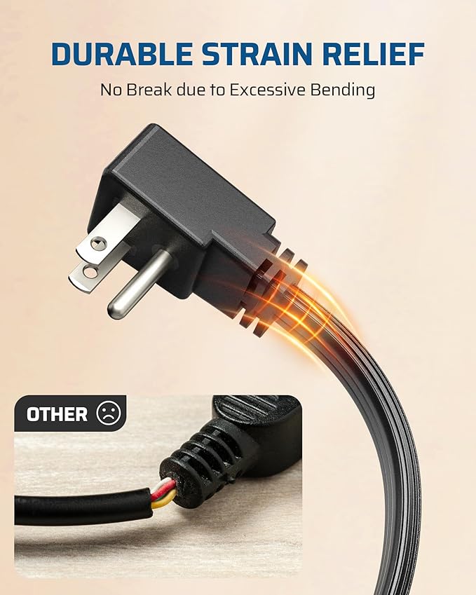 DEWENWILS Heavy Duty 3FT Extension Cord with 3-Prong Flat Plug, 15A/1875W 14/3 SPT-3 Flat Wire, Space Saving for Home Office Appliances & Electronics, ETL Listed, 2 Pack, Black