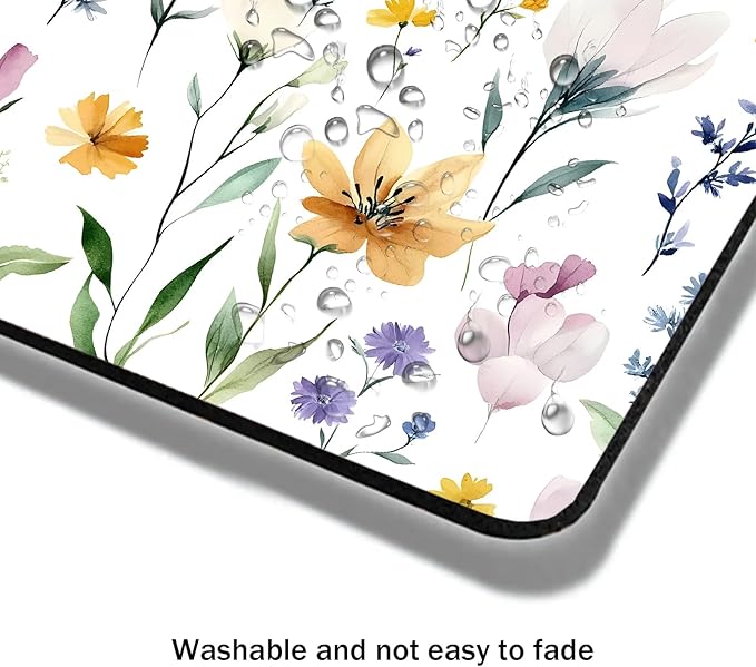 Mouse Pad, Cute Wildflowers Flowers Mouse Pads for Desk, 9.5" x 7.9" Non-Slip Rubber Base Computer Mousepad with Women, Portable Square Design for Wireless Mouse and Pad Laptop Office & Travel