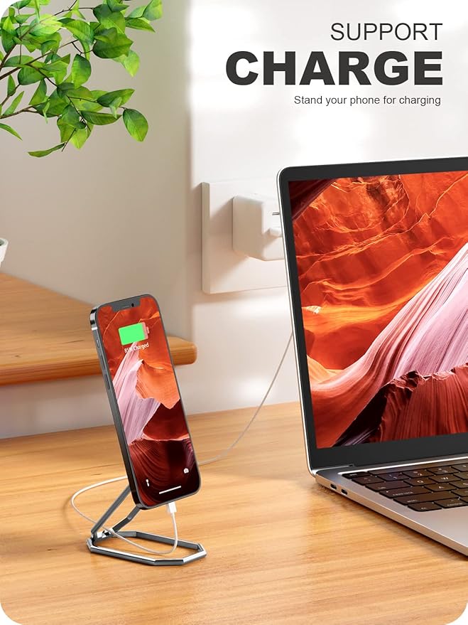 A-LuGei 𝗙𝗼𝗹𝗱𝗮𝗯𝗹𝗲 & 𝗔𝗱𝗷𝘂𝘀𝘁𝗮𝗯𝗹𝗲 Cell Phone Ring Holder Stand, Phone Kickstand for Desk, Cell Phone Holder for Hand, Ring for Back of iPhone, Metal Phone Grip for Magnetic Car Mount