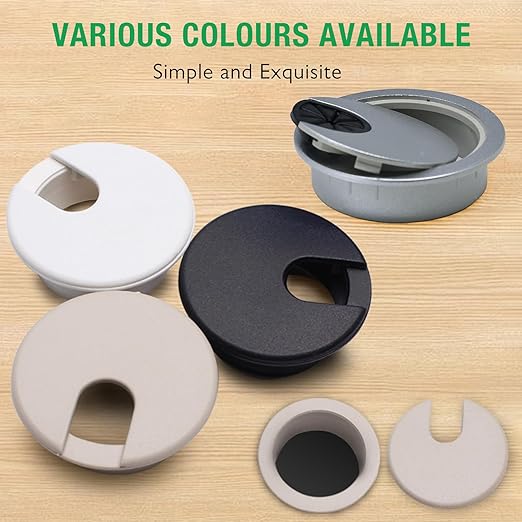 10 Pcs Desk Grommet 1-3/8" / 35 mm, Desk Cord Hole Cover, Cable Grommet ABS Plastic, Desk Hole Grommet for Home & Office Pc, Detachable Cable Cord Organizer-Black