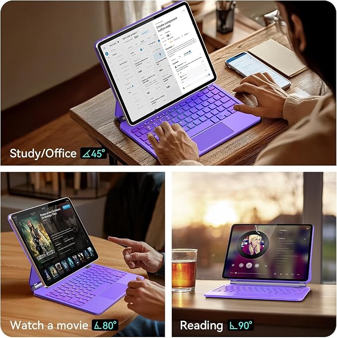Keyboard Case for iPad Air 13 inch (M2, 2024),iPad Pro 12.9 inch (3/4/5/6th Gen) Magic Magnetic - Easy-Set Floating Cantilever Stand, Multi-Touch Trackpad Backlit Keyboard Case for iPad Air 13