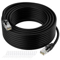 Cat5e Ethernet Cable 300 FT, Long Cat 5e Internet Cable, Black Snagless Patch Cord, Flexible, Network, LAN, PoE, Standard RJ45 Connector for PC, Server, Router, Modem, TV, PS5 - with 15 Cable Ties