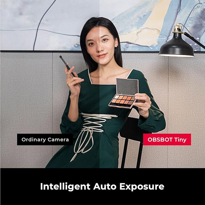 OBSBOT Tiny 1080P PTZ Webcam with AI Tracking, Auto Framing, Noise Reduction, and Gesture Control