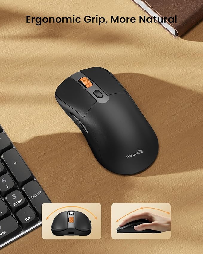 ProtoArc Mechanical Keyboard and Mouse, KM310 Wireless Rechargeable Aluminum Keyboard Mouse, 2.4G+Dual Bluetooth, Low Profile Keys, Red Switches, Multi-Device, for Windows/Mac - Space Gray