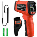 Infrared Temperature Gun -58°F to 1796°F, Dual-Mode Thermometer Gun with K-Type Thermocouple(-58°F to 572°F), Laser Temp Guns for Reptiles, Cooking, Griddle, Oven, 16:1 Home Handheld Thermometer