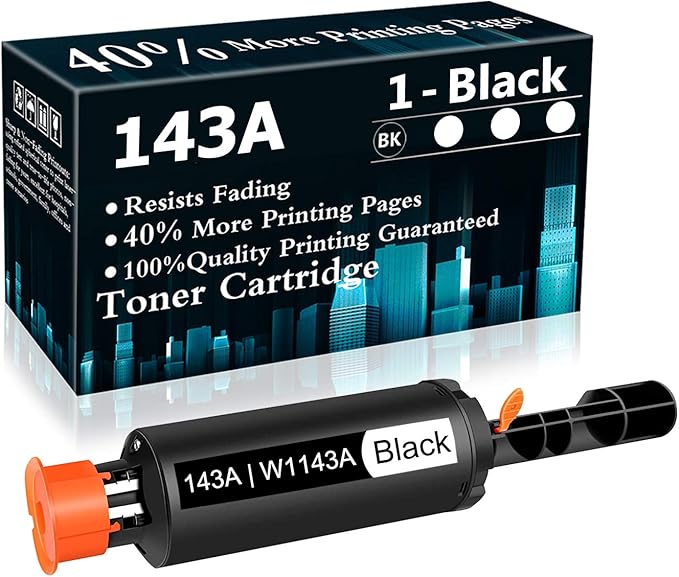Top Ink 1 Pack 143A (W1143A) Compatible Toner Cartridge Replacement for HP Neverstop Laser 1000n 1001nw(5HG80A) MFP 1202w(5HG92A) 1202nw(5HG93A) 1200nw 1201n 1005n Printer Ink Cartridge (Black)