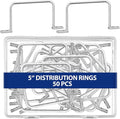 50 Pcs Distribution Rings Aluminum D Ring for Sorting Out Electric Cables, Cable Management, for Commercial and Residential Use, Silver(5 Inch)