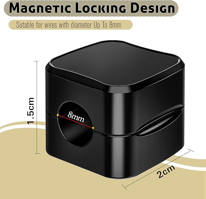 SaiTech IT Magnetic Cable Clips, Cord Organizer Holder, for Desk Cable Management, Adhesive Wire Keeper for Car, Office Home Desktop, Wall, Night Table (12 Pack)