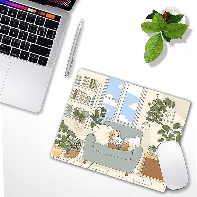 Cute Cartoon Anime Dog Custom Mouse Pad with Non-Slip Rubber, Small Square Design for Wireless Laptop & Computer Mouse Pads for Desk, 9.5 x 7.9 inch Smooth Surface for Gaming & Office
