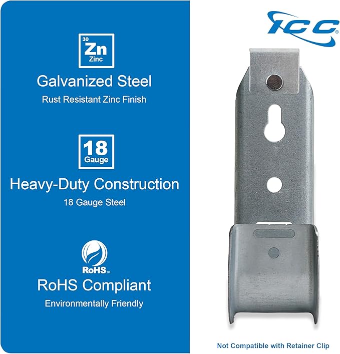 ICC Ceiling Mount J Hook 1 5/16” Without Retainer Clip – Galvanized Steel Cable Management Hooks for Hanging Cable - Rust-Resistant, EIA and TIA Compliant - 1 5/16 Inch 25 Pack