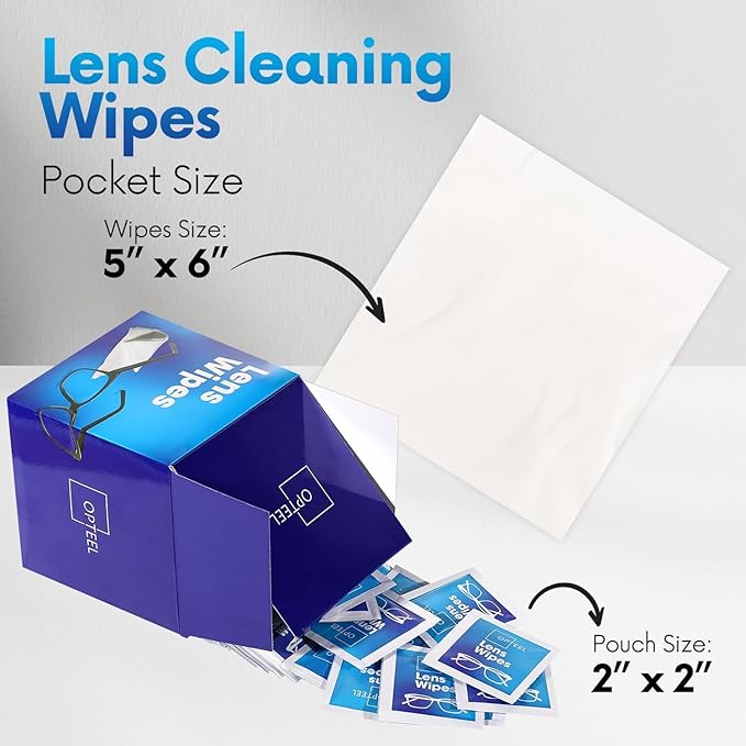 Lens Wipes for Eyeglasses - Case of 3000 (6X 500/Boxes) Pre-moistened Lens Cleaning Wipes - Scratch-Free Streak-Free Cleaner for Camera Lenses, Sunglass, Phone, Tablet and Computer Screens