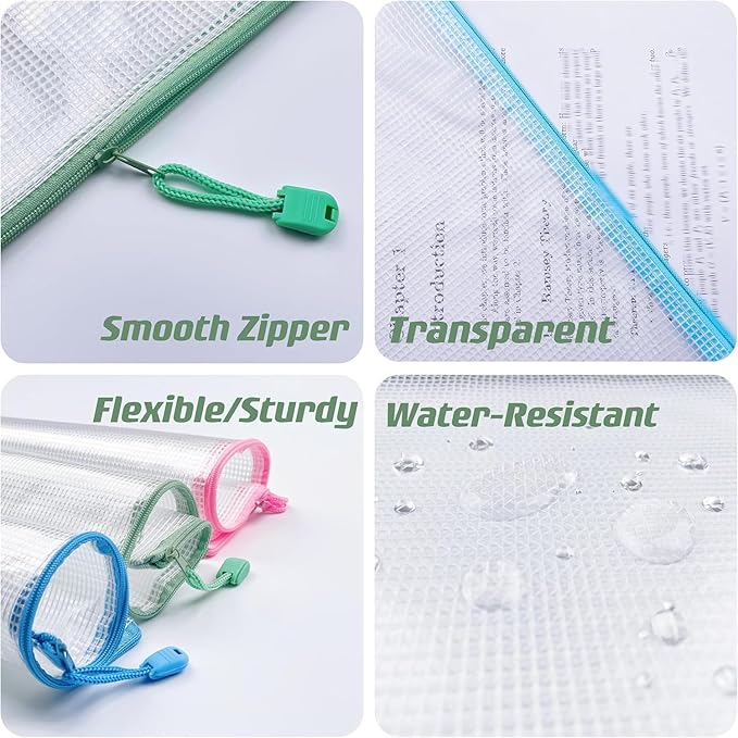 Oaimyy-20 Pcs 8"x 10" Inch Mesh Zipper Pouch Bags, Zipper Bags for Organizing Storage, Zipper Pouches, Letter Size, File Bags for School,Puzzle, Board Games and Office Supplies (Color)