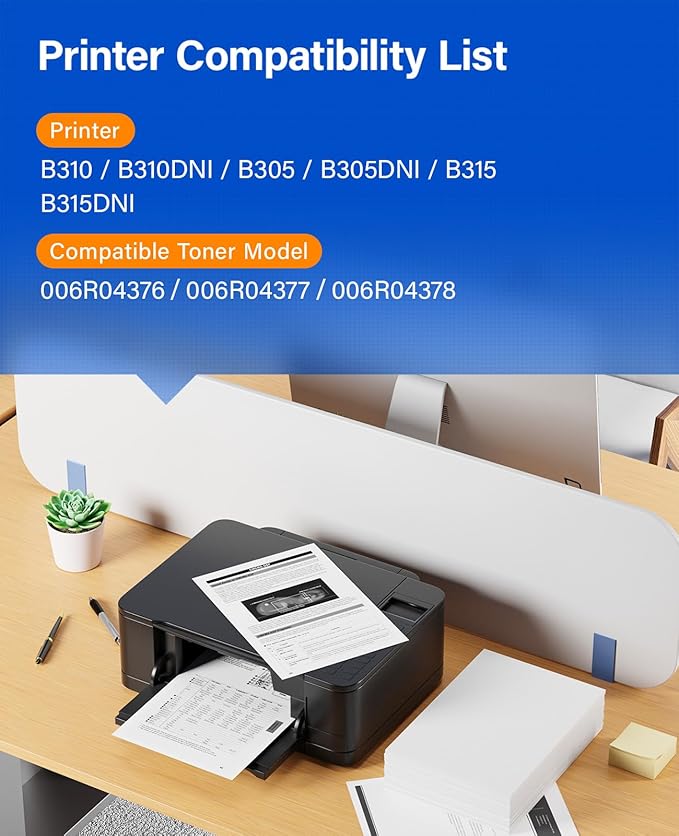 B310 B315 B305 Black Toner Cartridge High-Yield with chip 1-Pack Replacement for Xerox 006R04376 006R04377 006R04378 Toner Compatible with Xerox B310 B310DNI B305 B305DNI B315 B315DNI Printer Ink Copy