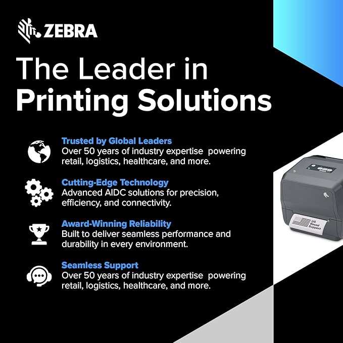 Zebra ZD421 Thermal Transfer Desktop Printer 203 dpi Print Width 4-inch USB Ethernet ZD4A042-301E00EZ | Includes Jetset Software