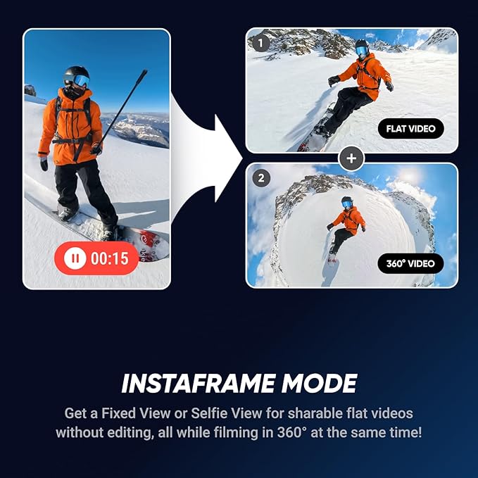 Insta360 X5 Essentials Bundle - Waterproof 8K 360° Action Camera, Leading Low Light, Invisible Selfie Stick Effect, Rugged and Replaceable Lens, 3-Hour Battery, Built-in Wind Guard, Stabilization