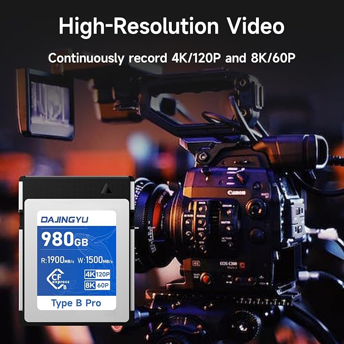 High Speed 980GB CFexpress Type B Memory Card 1900MB/s Read & 1500MB/s Write for 8K60P/4K120P Video Recording Compatible with Nikon Canon panasonic Fujifilm Camera