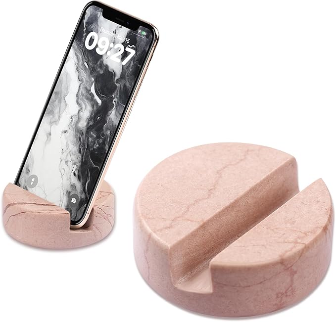 Marble Phone Stand for Desk - Cell Phone Holder for Nightstand Office Decor Compatible with iPhone 17 16 15 Pro Max iPad mini, Telephone Boho Pink Marble Kitchen Accessories