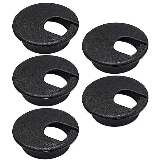 5 Pcs Desk Grommet 1-1/2" / 38 mm, Desk Cord Hole Cover, Cable Grommet ABS Plastic, Desk Hole Grommet for Home & Office Pc, Detachable Cable Cord Organizer-Black