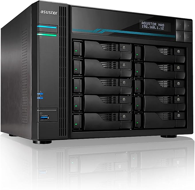 Asustor Lockerstor 10 Pro AS7110T 10 Bay NAS - Network Storage Enclosure, Quad Core 3.4GHz CPU, 8GB RAM DDR4, M.2 NVMe SSD Caching