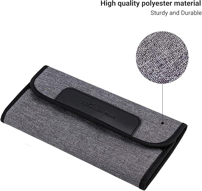 JJC 4 Pockets Lens Filter Case for Filter Up to 82mm (37mm 40.5mm 43mm 46mm 49mm 52mm 55mm 58mm 62mm 67mm 72mm 77mm),Foldout Filter Pouch with Microfiber Cleaning Cloth,Photography Filter Holder Bag