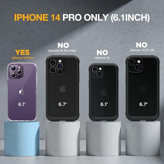 Miracase Glass Series Designed for iPhone 14 Pro Case 6.1 Inch, Upgrade Full-Body Bumper Case with Built-in 9H Tempered Glass Screen Protector, with Camera Lens Protector, Clear