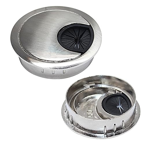 2 Pcs Desk Grommet 2" / 50 mm, Desk Cord Hole Cover, Cable Grommet Metal Zinc Alloy Materilal, Desk Hole Grommet for Home & Office Pc, Detachable Cable Cord Organizer-Brushed Silver