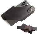 Topstache Leather Phone Holster - Magnetic Clip Case for iPhone & Samsung, Dark Brown