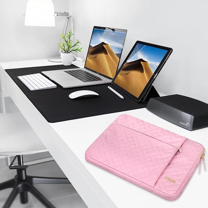 Lacdo Laptop Sleeve Case for 15 inch New MacBook Air M4 A3241 2025, M3 A3114, M2 A2941 2024-2023, 15 inch MacBook Pro A1990 A1707, Dell XPS 15 Plus Computer Bag with Accessory Pocket, Sakura Pink