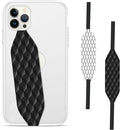 Phone Grip Strap - Pack of 2 Reversible Finger Holder for Phone Back, Customizable Anti-Slip Design, Wireless Charging Compatible Detachable Holder for iPhone - Carbonite Weave