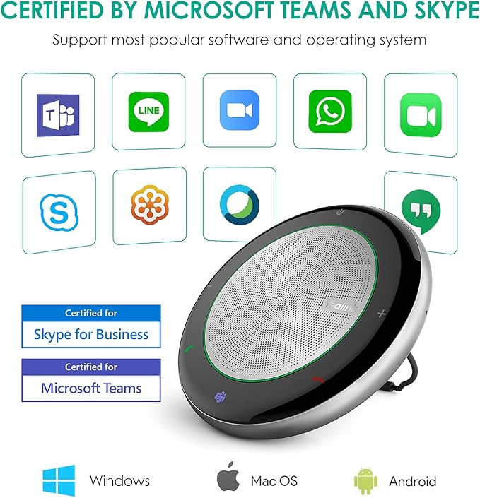 Yealink Teams Certified Speakerphone Wireless Bluetooth Speaker with Full Duplex Microphone for Conference Meeting CP700 Noise Reduction Home Office 360° Voice Pickup