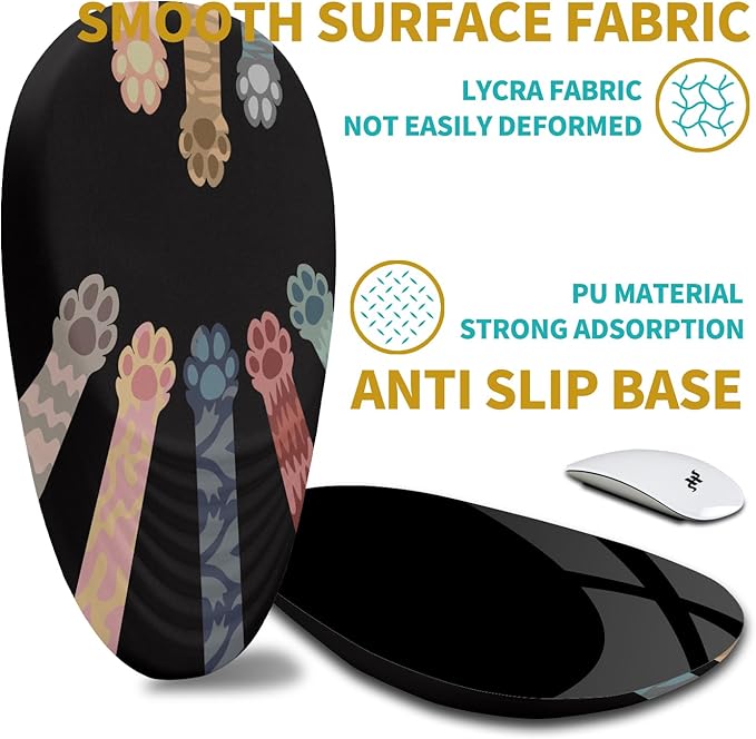 Hokafenle Ergonomic Mouse Pad Wrist Support with Stepped-Wedge Design, Wrist Rest Pain Relief Mousepad Filled with Memory Foam, Carpal Tunnel Mousepad for Wireless Mouse(12x8 inch, Paw)