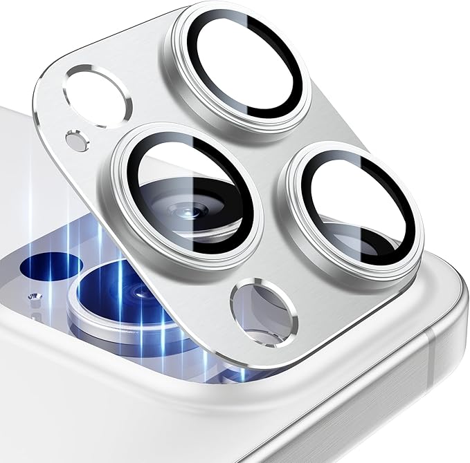 Esanik 2 Pack for iPhone 15 Pro/iPhone 15 Pro Max Camera Lens Protector (White Titanium)