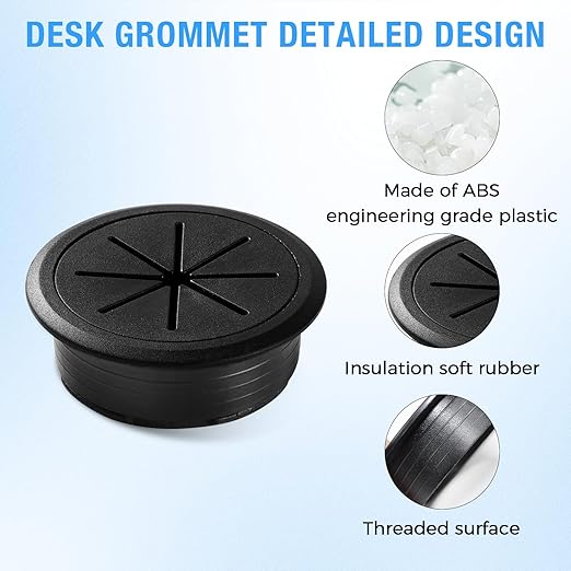 Desk Grommet 2-1/16" (53 mm), Desk Hole Cover for Cables Brown, Cable Grommet ABS Plastic, Desk Hole Grommet for Office and Home Table Cable, Detachable & Flexible Cable Cord Organizer-2 Pcs
