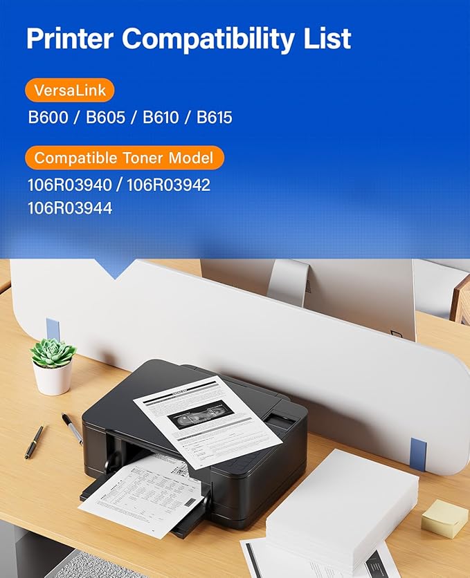 VersaLink B600 B610 Black High Capacity Toner Cartridge 2-Pack Replacement for Xerox 106R03940 106R03942 106R03944 Toner Compatible for Xerox VersaLink B600 B605 B610 B615 Laser Printer Ink All-in-One