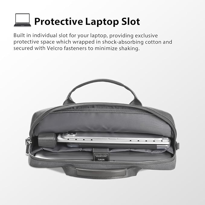WIWU 15.6 16 Inch Laptop Bag for Men Women, Water-Resistant Laptop Case with Shoulder Strap Messenger Work Bag for Business Compatible with MacBook Air Pro/Dell XPS/HP Envy/Microsoft Surface(Grey)