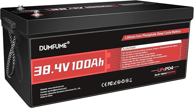 38.4V(36V) 100Ah LiFePO4 Lithium Battery Built-in 200A BMS & 15000 Cycles,3840W Motor Support,High Energy Density,Maintenance-Free for Golf Carts Utility Vehicles RV Backup Power