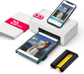 Liene White M200 4x6'' Photo Printer Battery Edition, Wireless Photo Printer for iPhone Android, Dye Sublimation Printing Full-Color Photo 20-Sheet, Portable Picture Printer Ideal for Travel Home Use
