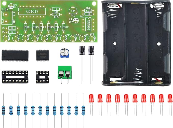 Soldering Practice Kit DIY Plug - in Flowing Water Light Soldering Kit - with CD4017 and NJ5655 - Ideal for Beginners & STEM Education