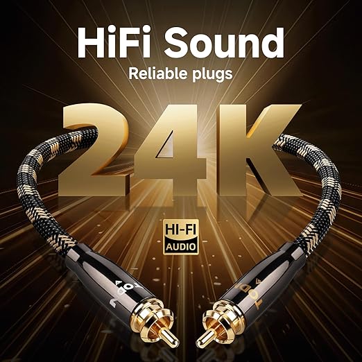 TODN Audiophile RCA Cables HiFi RCA Audio Cable with O-C-C Core, Dual Shielded for Home Stereo System (1.64ft/0.5m, 1 Pair)