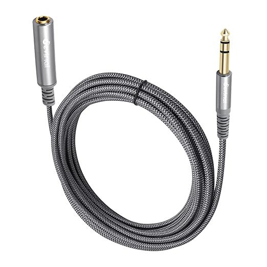 Devinal 1/4 inch Headphone Extension Cable, 6.35mm TRS Male to Female Stereo Cord, Quarter Inch Guitar Cable Extender, 20ft (6 Meters)
