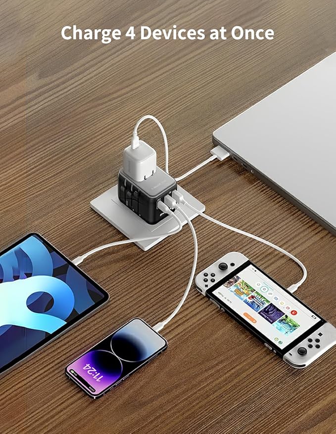 MOMAX Universal Travel Adapter, 20W+18W International Plug Adapter with 2 USB-A Quick Charging & 1 USB C PD Fast Charging,1 AC, All-in-one Wall Charger for USA EU UK AUS JP (Type C/A/G/I)
