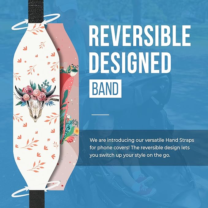 Phone Grip Strap - Pack of 2 Reversible Finger Holder for Phone Back, Customizable Anti-Slip Design, Wireless Charging Compatible Detachable Holder for iPhone - Boho Bouquet