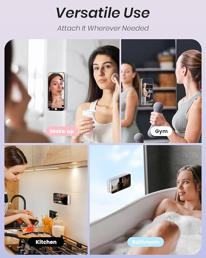 Klearlook 4PCS Magnetic Suction Phone Mount for MagSafe Case, Sticky Phone Grip for iPhone, Removable Hands-Free Selfie/Video for TikTok Influencers, (Clear & Light Pink & Hot Pink & Lavender)