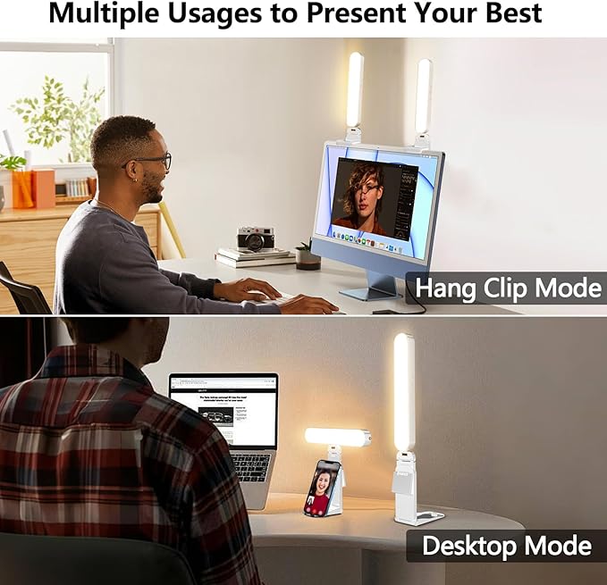 yAyusi Dual-lamp Video Conference Lighting, LED Streaming Light with Remote and Touch Control, Zoom Lighting for Computer,Webcam Laptop Monitor Ring Light for Video Calls/Zoom Meetings/Video Recording