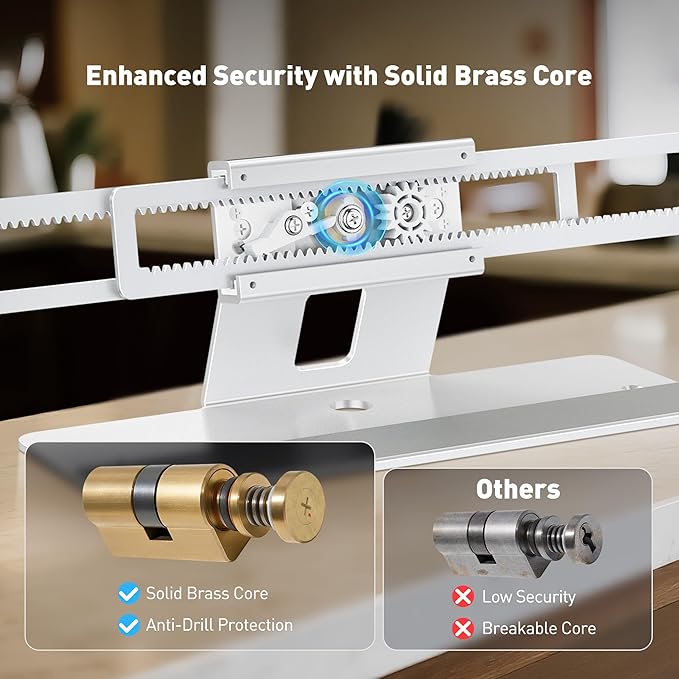 AboveTEK Laptop Locking Station, Premium Aluminum MacBook Security Lock with High-Security Copper Cylinder, Anti-Theft Computer Lock for All 11"-17" No-Slot Notebooks, Non-Slip Base for Public Spaces